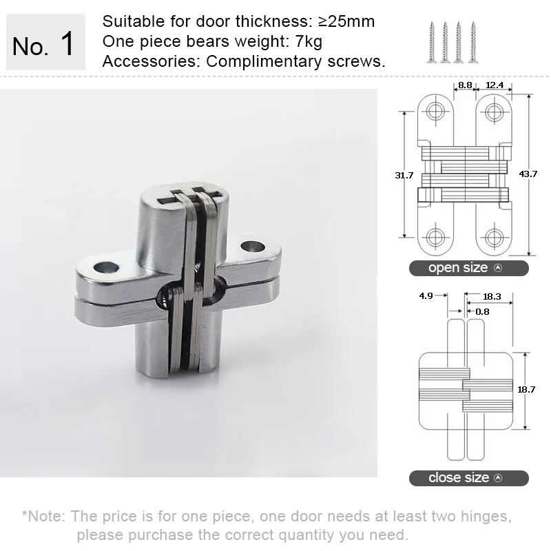 Details about   Alloy Invisible Hid Conceal Mounted Door Blind Cross Hinge 22-132lb 180Âº